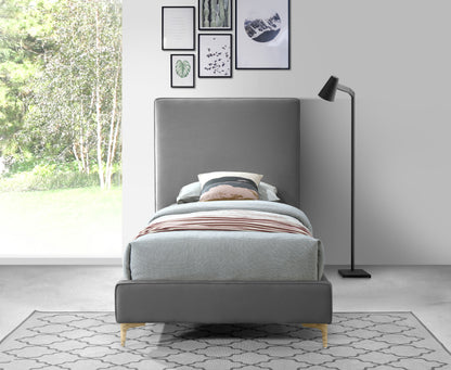 Finley Grey Velvet Twin Bed T