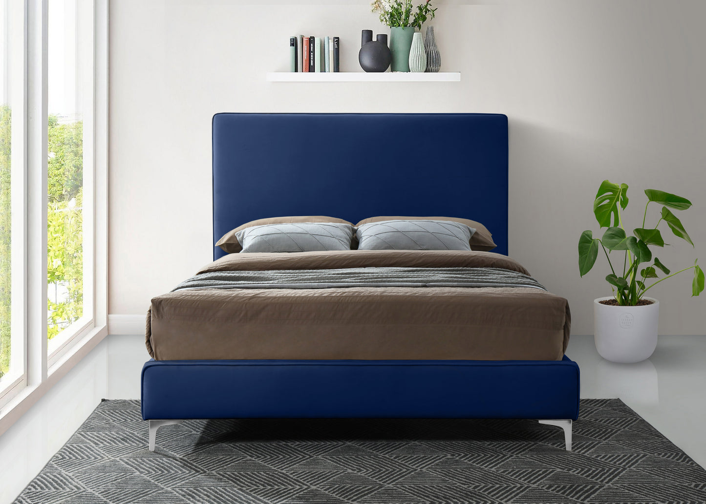 finley navy velvet queen bed q