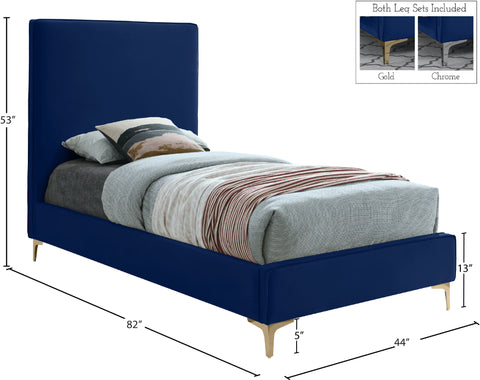 Finley Navy Velvet Twin Bed T