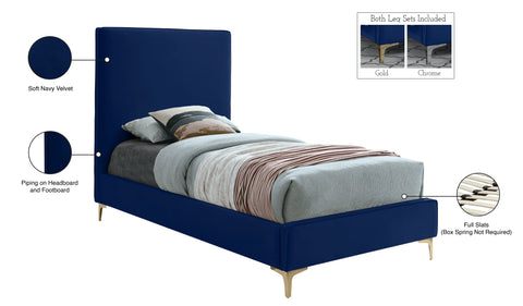 Finley Navy Velvet Twin Bed T