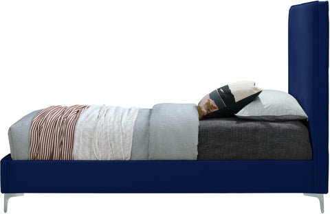 Finley Navy Velvet Twin Bed T