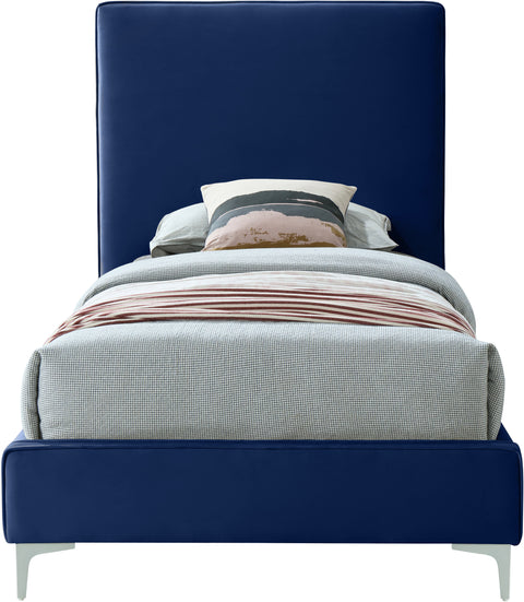 Finley Navy Velvet Twin Bed T