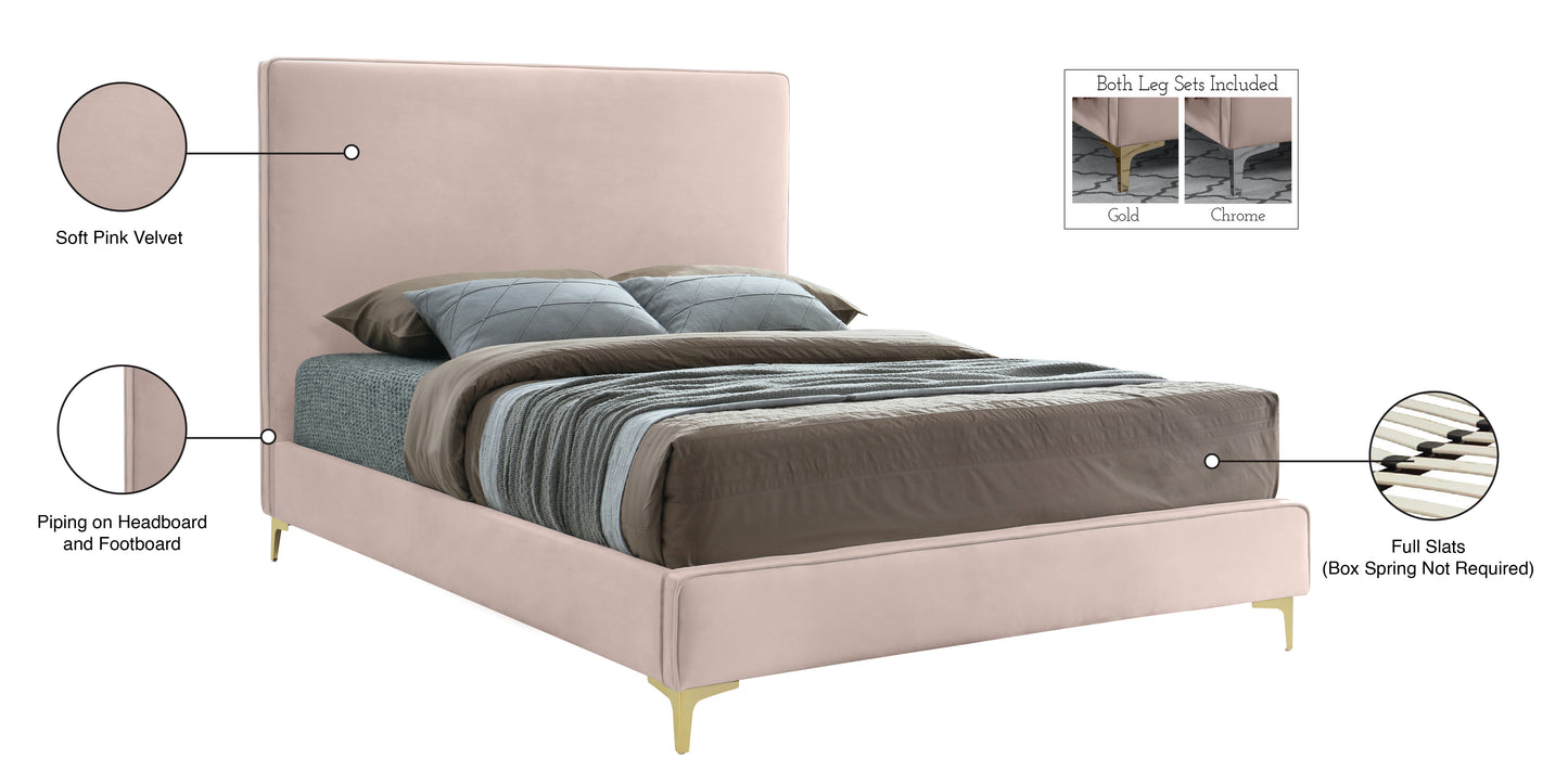 finley pink velvet full bed f