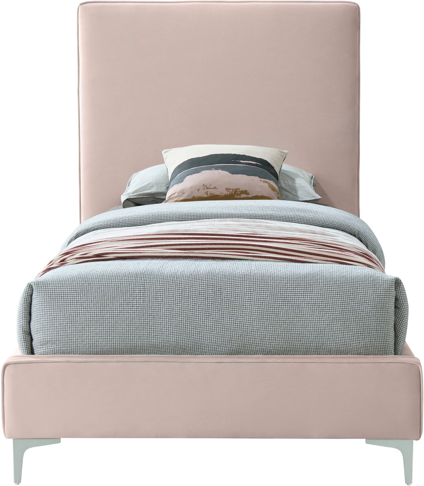 finley pink velvet twin bed t