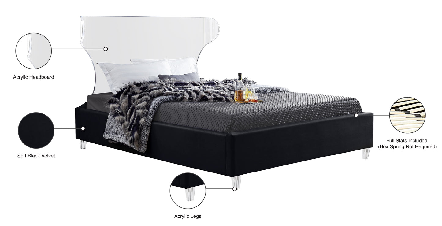 oxford black velvet full bed f