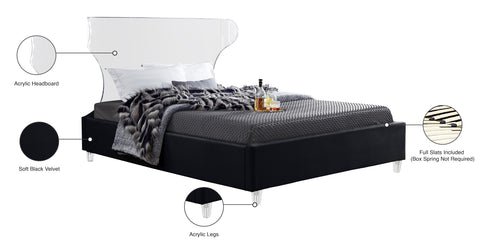 Orla Black Velvet Upholstered Full Bed, 1 Piece