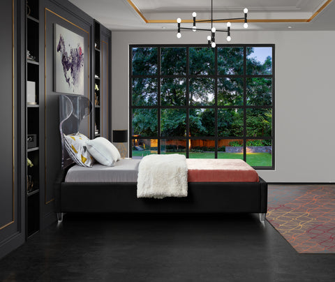 Orla Black Velvet Upholstered Twin Bed, 1 Piece