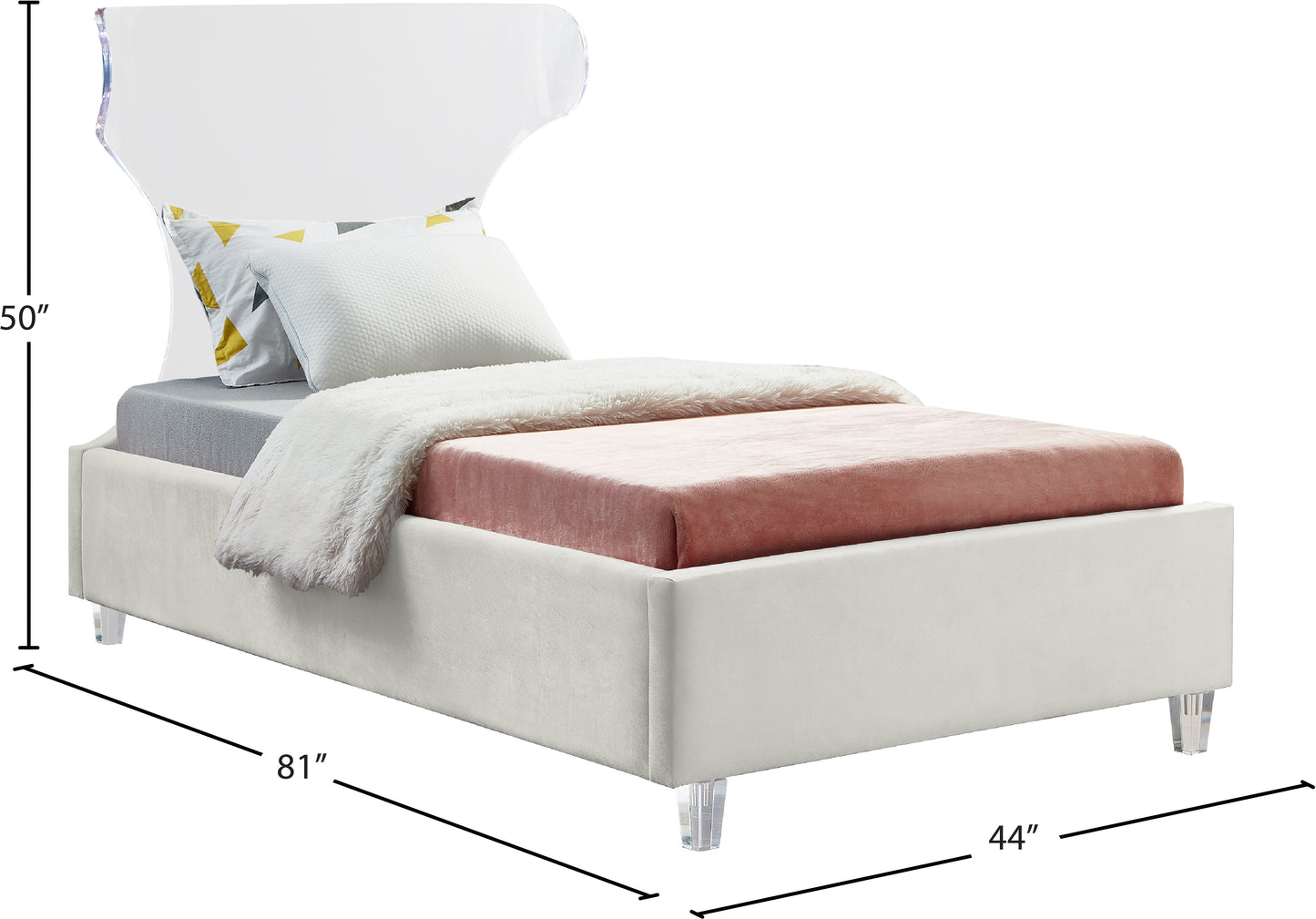 oxford cream velvet twin bed t