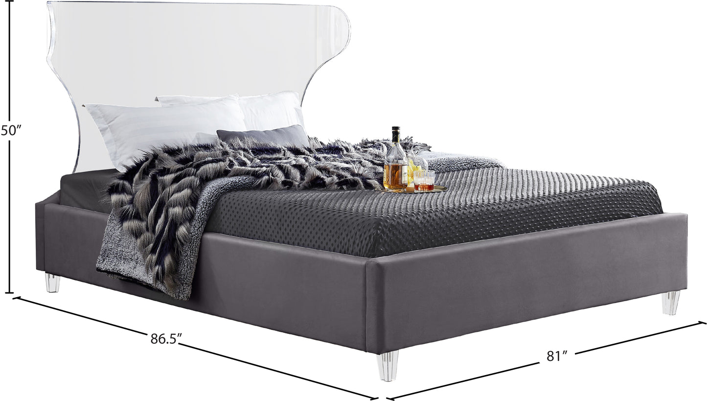 oxford grey velvet king bed k