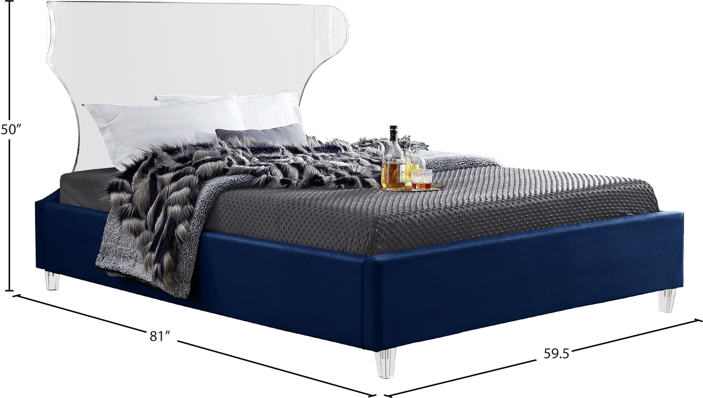 oxford navy velvet full bed f