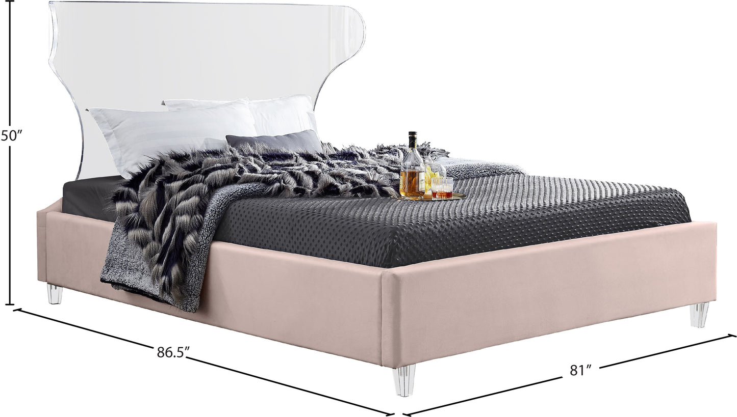 oxford pink velvet king bed k