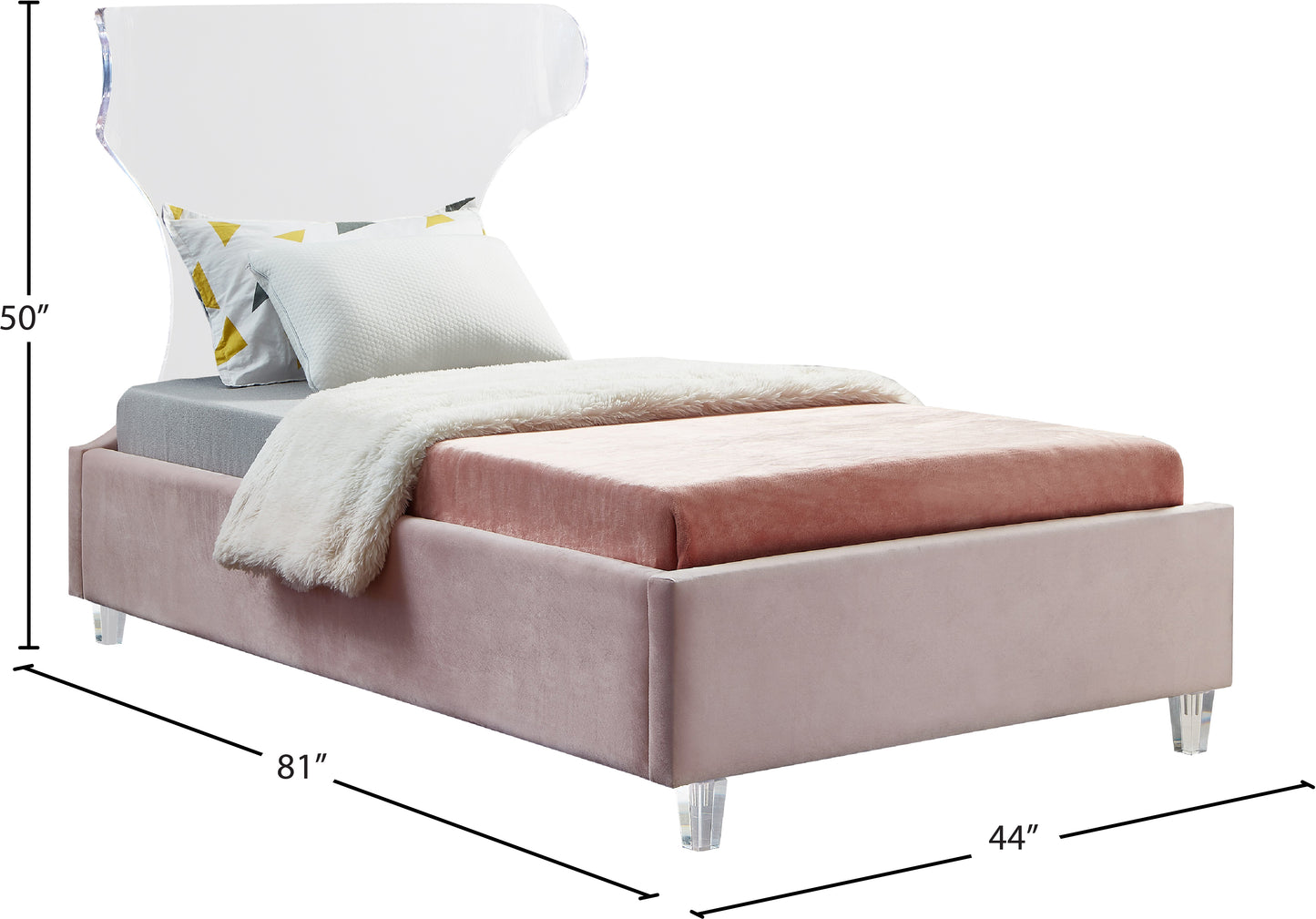 oxford pink velvet twin bed t