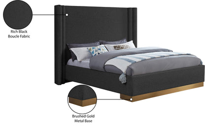 Levels Black Boucle Fabric King Bed (3 Boxes) K