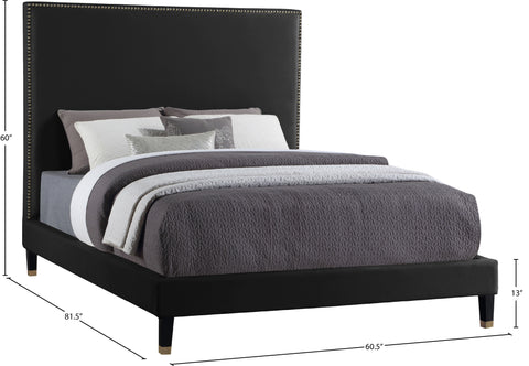 Blaire Black Velvet Upholstered Full Bed, 1 Piece
