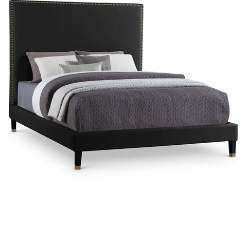 Blaire Black Velvet Upholstered Full Bed, 1 Piece