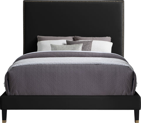 Blaire Black Velvet Upholstered Full Bed, 1 Piece
