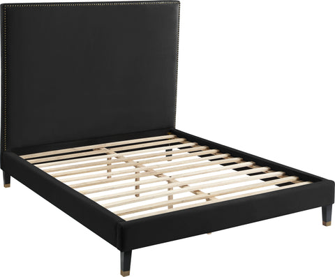 Blaire Black Velvet Upholstered Full Bed, 1 Piece