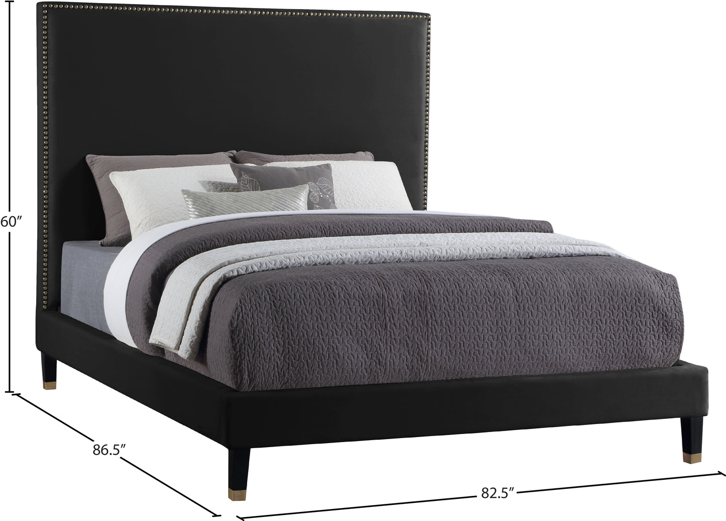 arden black velvet king bed k