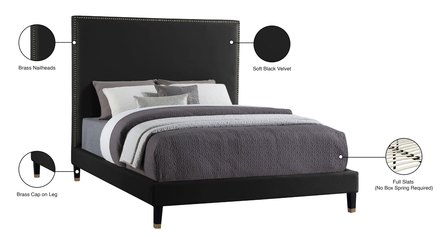 arden black velvet king bed k