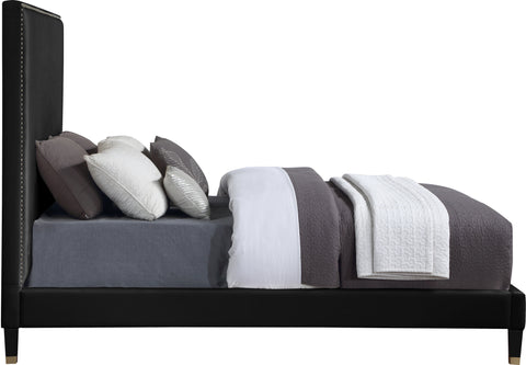 Blaire Black Velvet Upholstered King Bed, 1 Piece (Style 3)