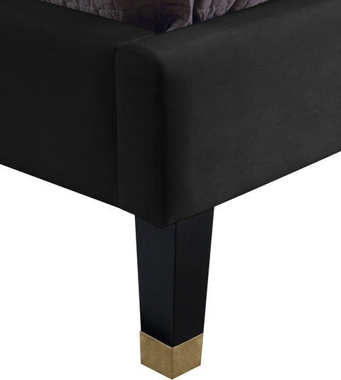 Blaire Black Velvet Upholstered King Bed, 1 Piece (Style 3)