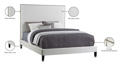 Arden Cream Velvet Full Bed F