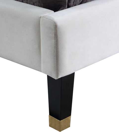 Blaire Cream Velvet Upholstered Full Bed, 1 Piece