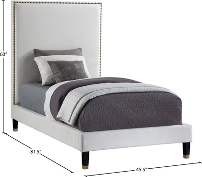 Arden Cream Velvet Twin Bed T