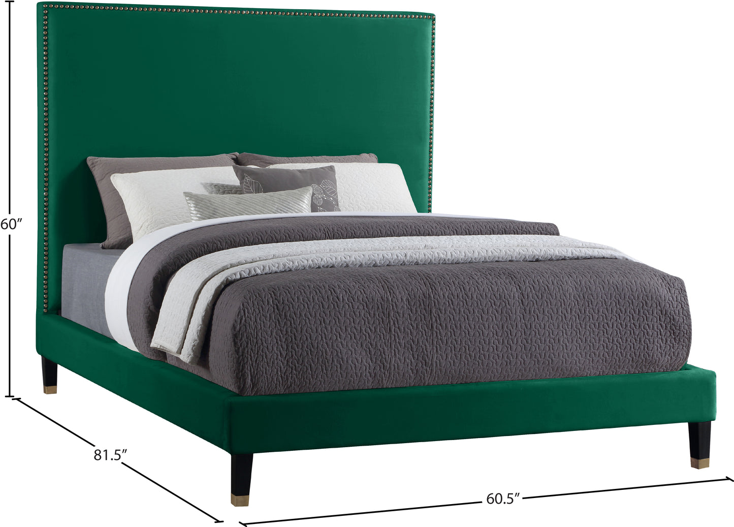 arden green velvet full bed f