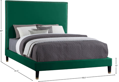 Blaire Green Velvet Upholstered Full Bed, 1 Piece