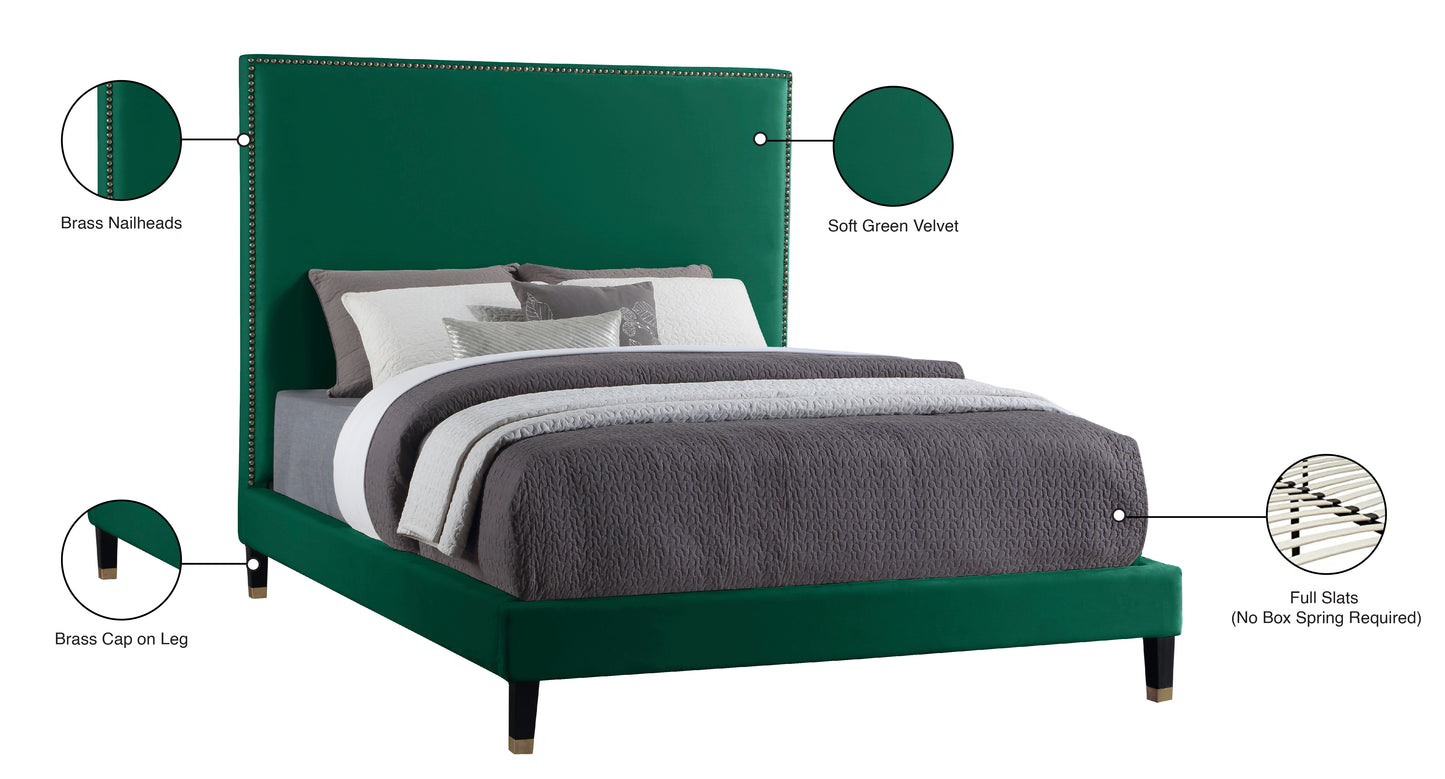 arden green velvet full bed f