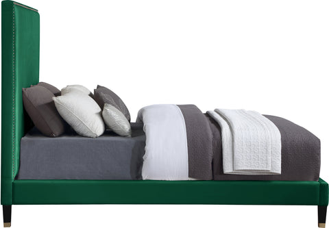 Blaire Green Velvet Upholstered Full Bed, 1 Piece