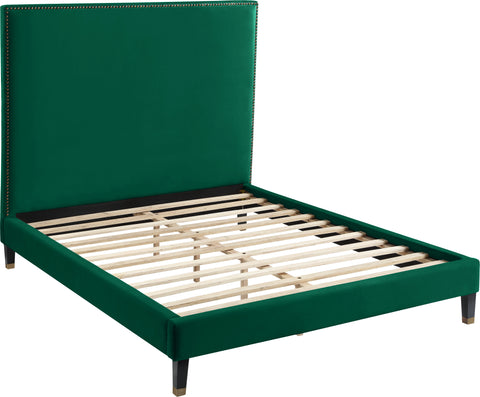 Blaire Green Velvet Upholstered Full Bed, 1 Piece