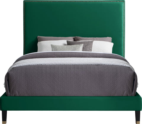 Blaire Green Velvet Upholstered King Bed, 1 Piece