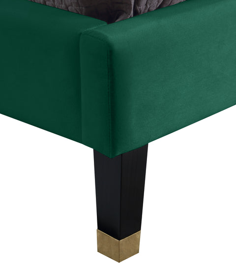 Blaire Green Velvet Upholstered King Bed, 1 Piece