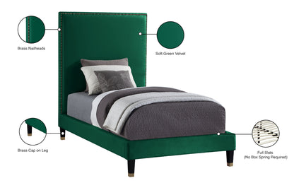 Arden Green Velvet Twin Bed T