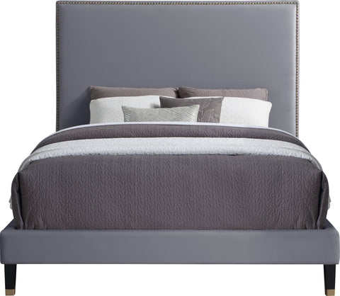 Blaire Grey Velvet Upholstered Full Bed, 1 Piece