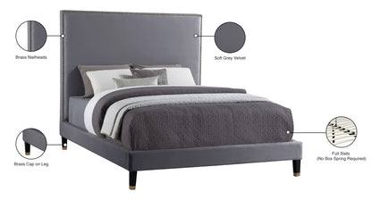 Arden Grey Velvet King Bed K