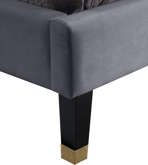 Blaire Grey Velvet Upholstered Queen Bed, 1 Piece