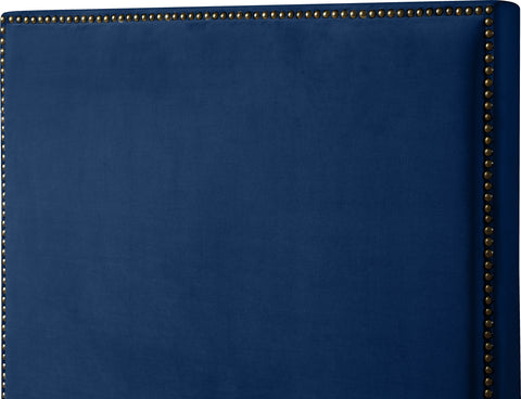 Blaire Navy Velvet Upholstered Full Bed, 1 Piece