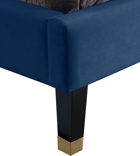 Blaire Navy Velvet Upholstered King Bed, 1 Piece