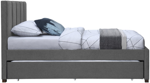 Nadia Grey Linen Textured Fabric Twin Trundle Bed T