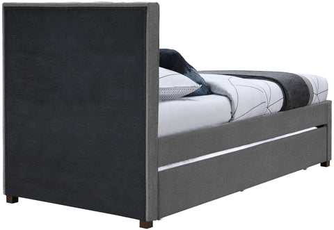 Nadia Grey Linen Textured Fabric Twin Trundle Bed T