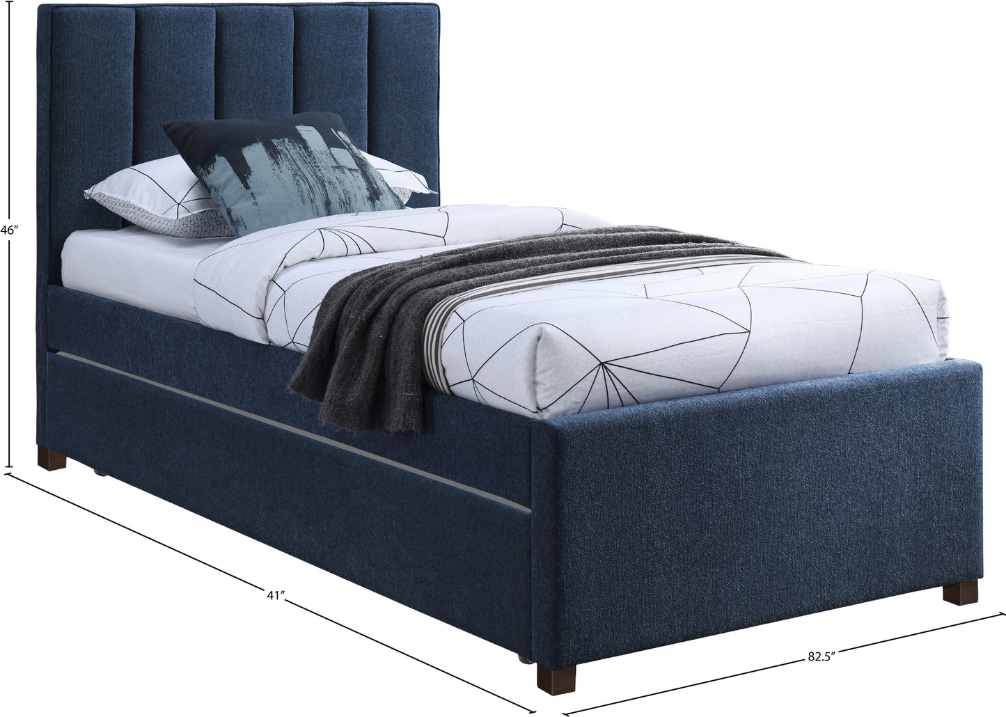 nadia navy linen textured fabric twin trundle bed t