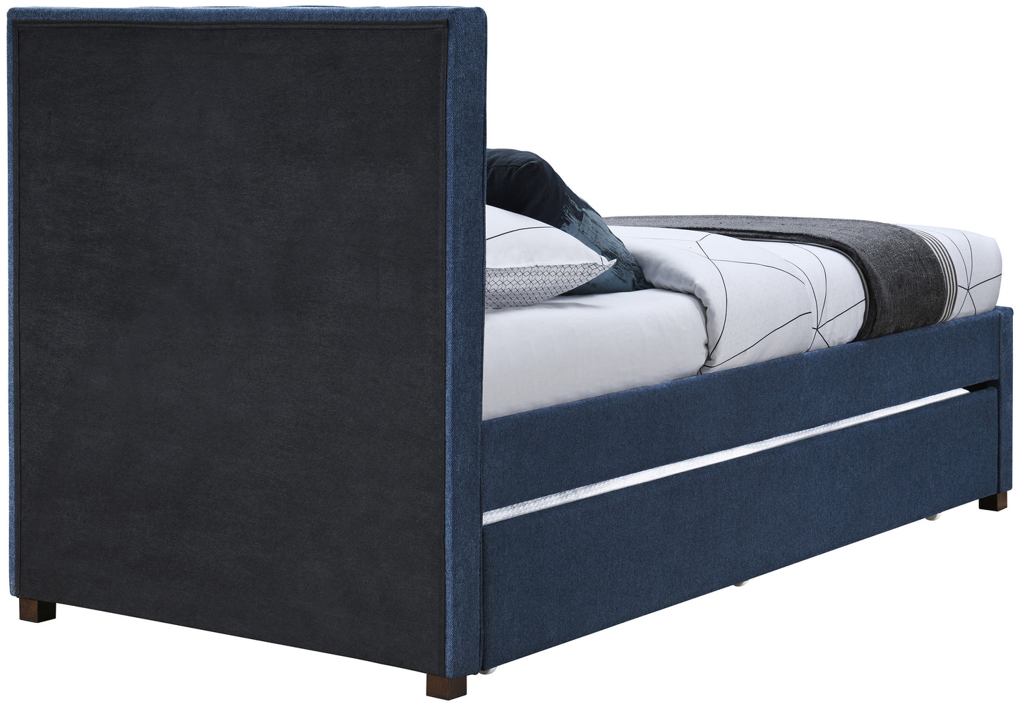 nadia navy linen textured fabric twin trundle bed t