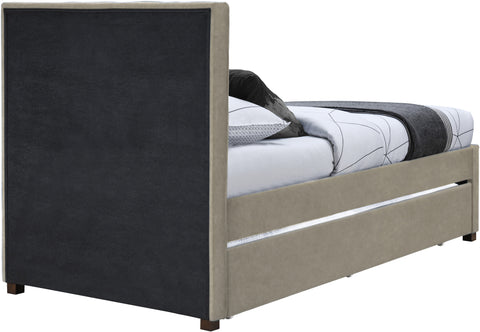 Akeela Beige Faux Leather Twin Trundle Bed T