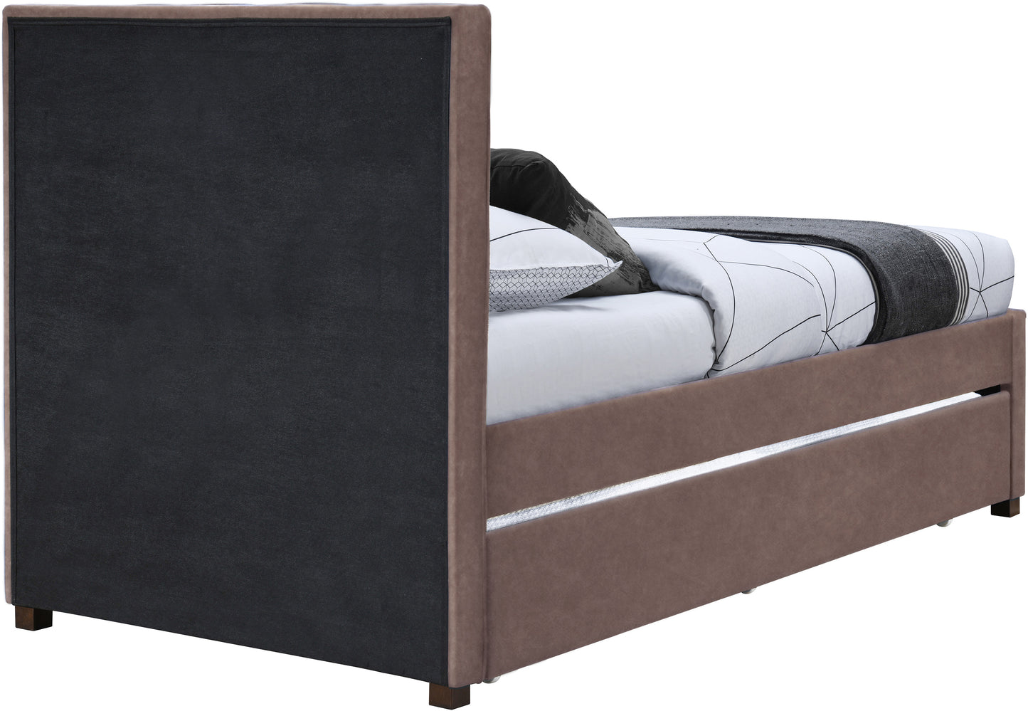 akeela brown faux leather twin trundle bed t