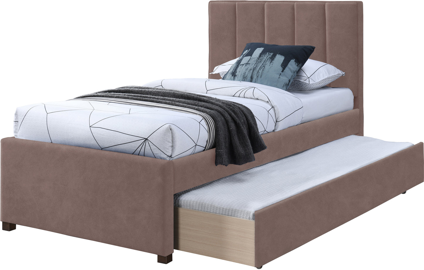 akeela brown faux leather twin trundle bed t