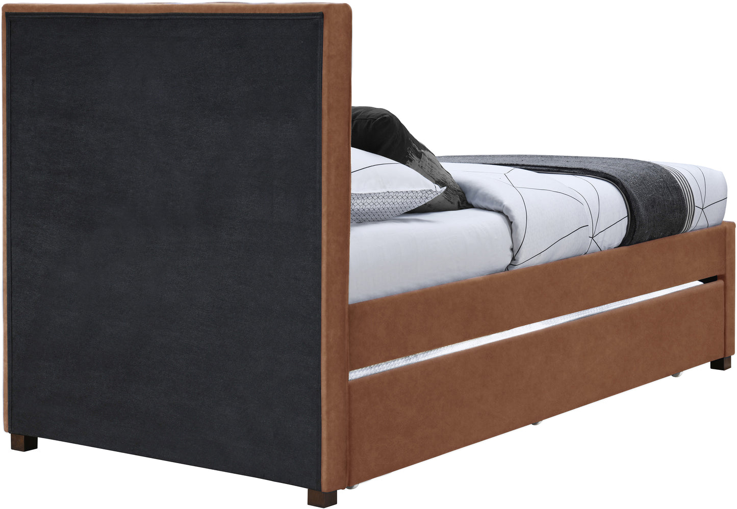 akeela cognac faux leather twin trundle bed t