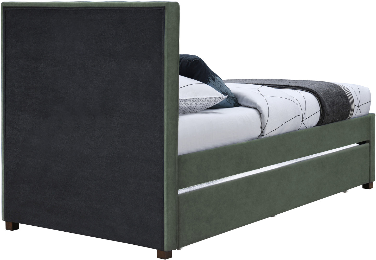 akeela green faux leather twin trundle bed t